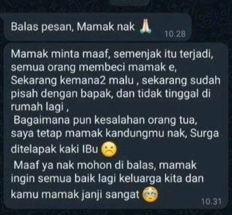 Chat Permintaan Maaf Ibu Kandung Norma Risma Viral, Isinya Bikin Chat Permintaan Maaf Ibu Kandung Norma Risma Viral, Isinya Bikin Netizen...